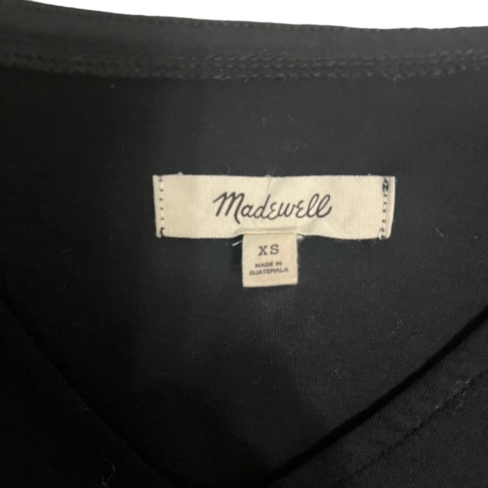 MADEWELL Black V-neck Cotton Top. Size XS - Picture 3 of 5